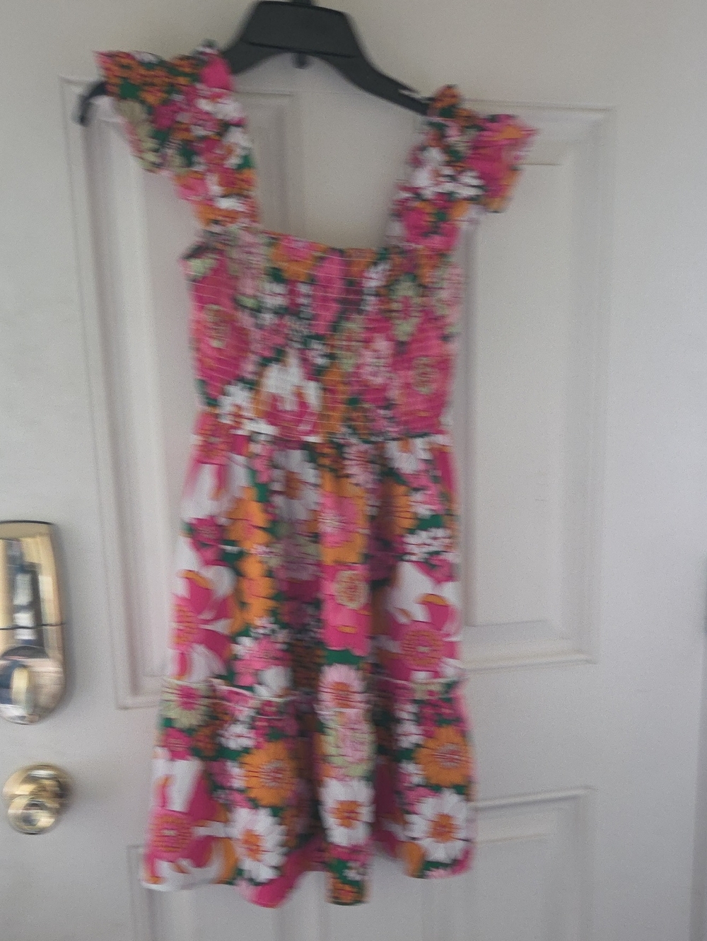 Umgee Pink, Green & Orange Smocked Floral Sundress
